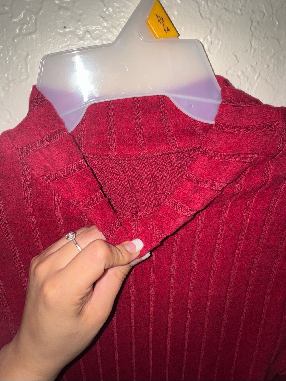 Ribbed Cowl-Neck Sweater in Deep Red - Picture 2 of 3